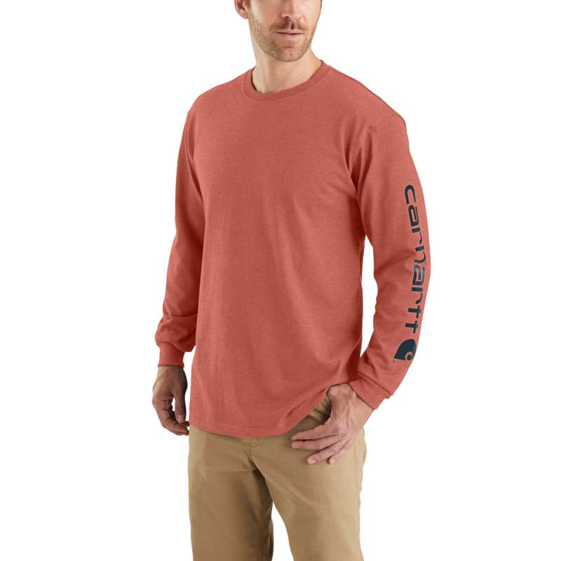 Carhartt Men's Workwear Long-Sleeve Graphic Logo T-Shirt - CAYENNE O20