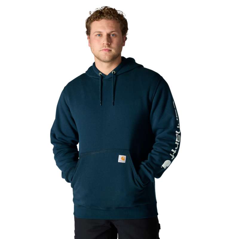 Carhartt Men's Midweight Hooded Logo Sweatshirt - NEW NAVY 472