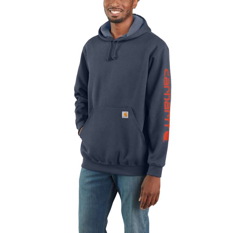 Carhartt Men's Midweight Hooded Logo Sweatshirt - BLUESTONE BLS