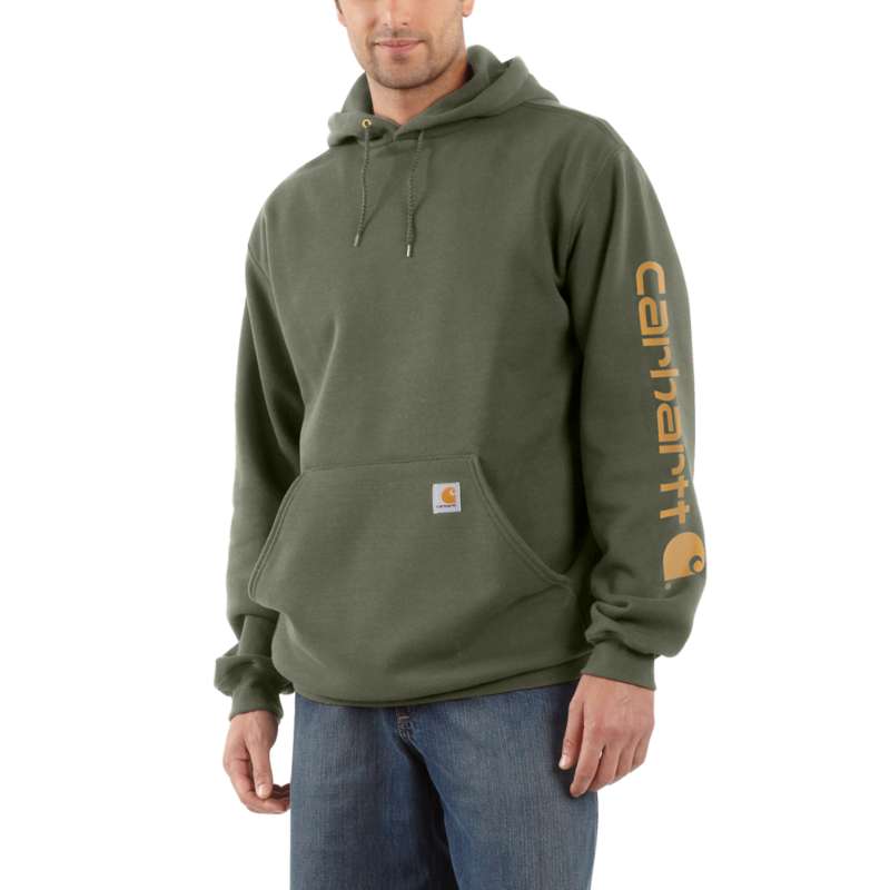 Carhartt Men's Midweight Hooded Logo Sweatshirt - WINTER MOSS G39