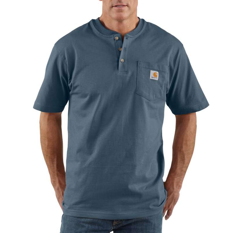 Carhartt Men's Workwear Pocket Short-Sleeve Henley - BLUESTONE BLS