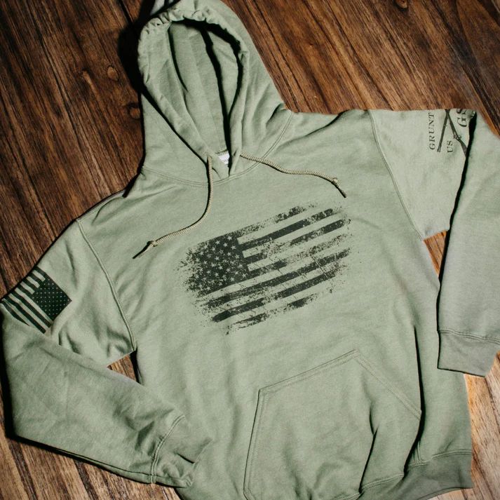 Grunt Men's Vintage American Flag Hoodie