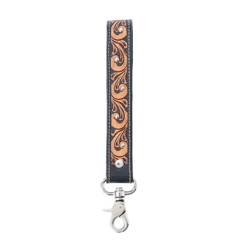 Myra Spirit Stone Handtooled Leather Keyfob