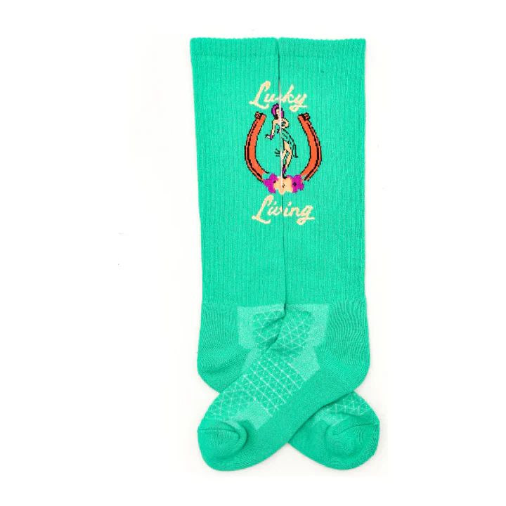 Lucky Chuck Women's Island Cowgirl Teal Socks