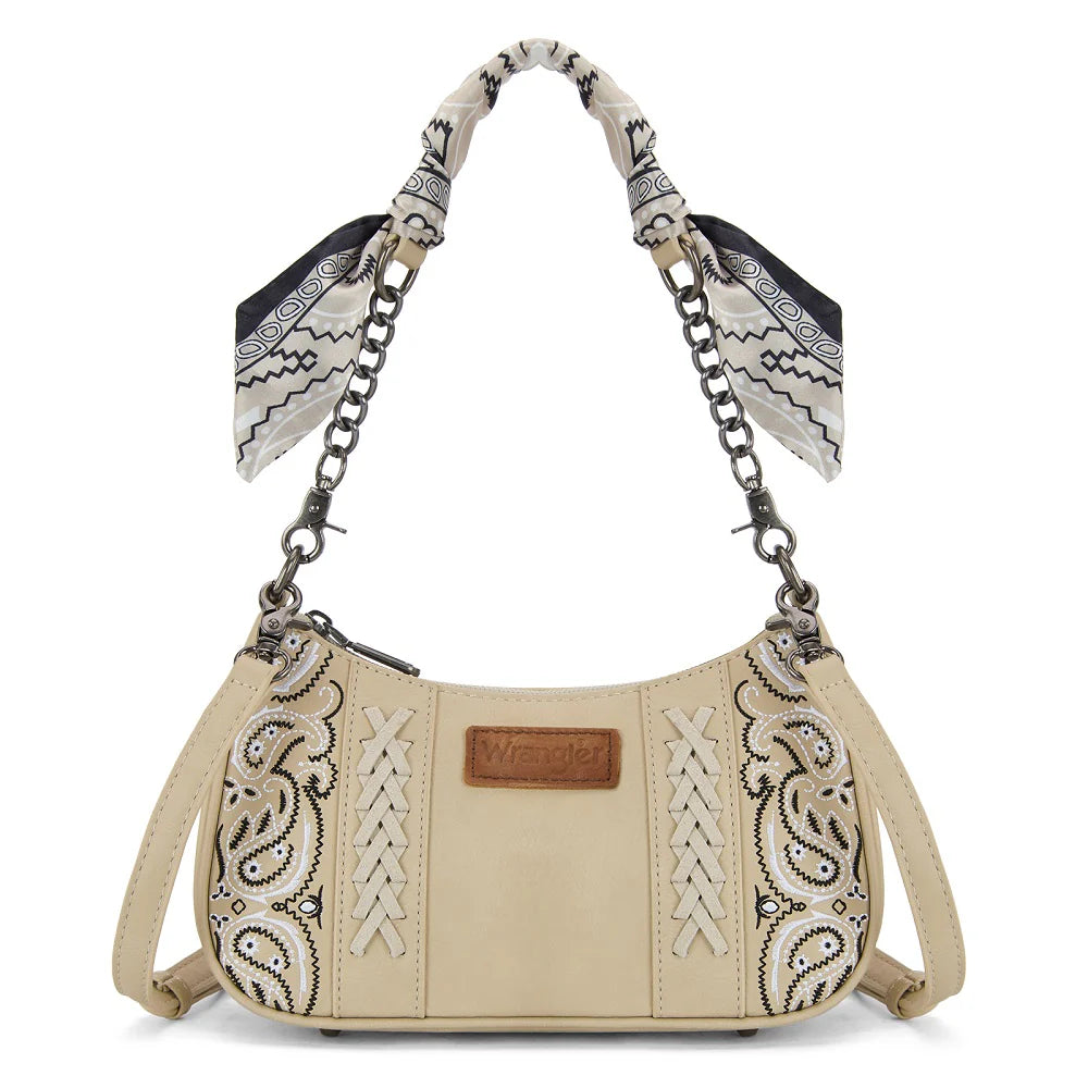 Wrangler Braided Paisley Bandana Shoulder Bag - Tan