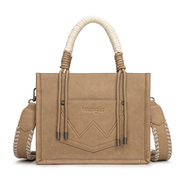 Wrangler Cow Print Tote/Crossbody - Khaki