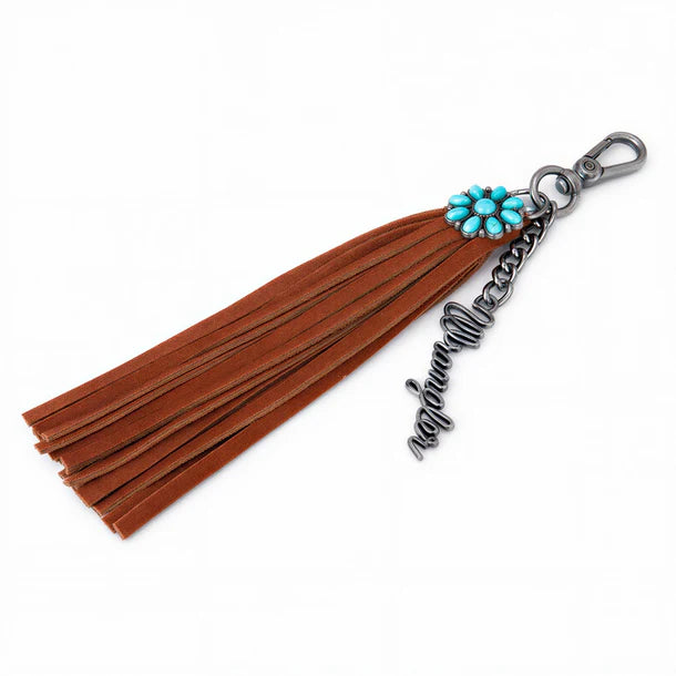 Wrangler Turquoise Fringe Suede Bag Charm