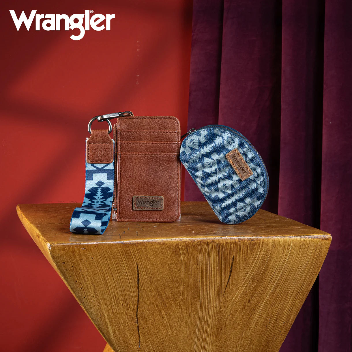 Wrangler Southwestern Art Print Dual Pouch Wristlet - Jean