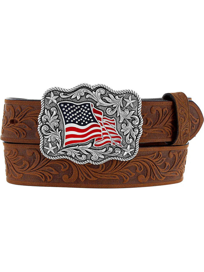 Justin Boys' American Pride Leather Belt Brown