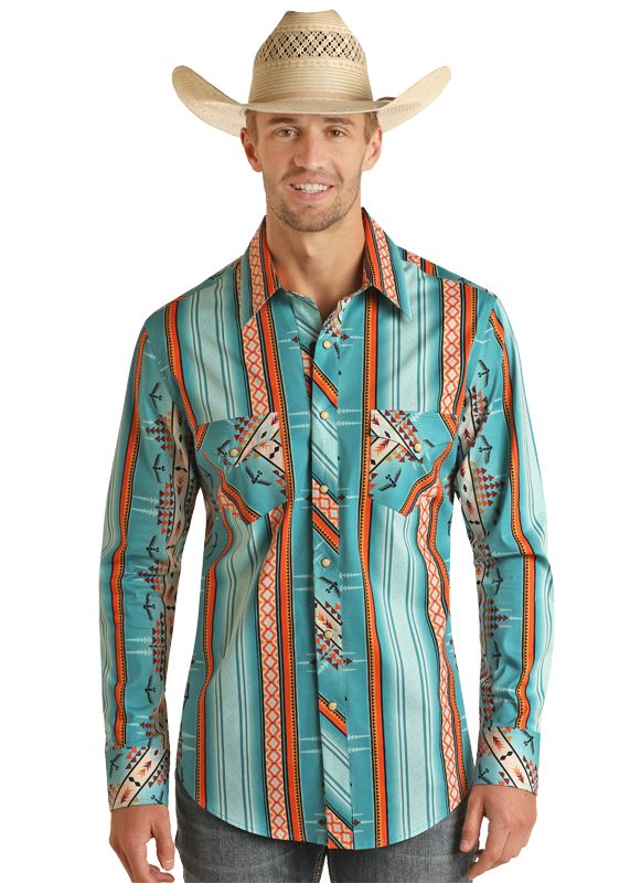 Rock & Roll Denim Men's Aztec Snap Shirt