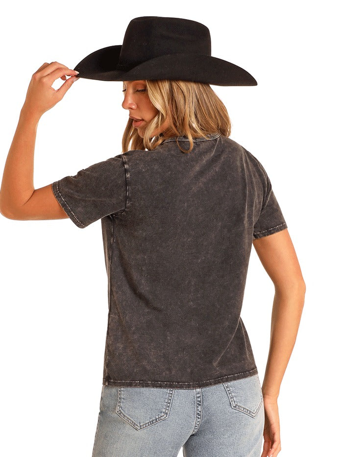 Rock & Roll Women's Graphic Tee With Mesh