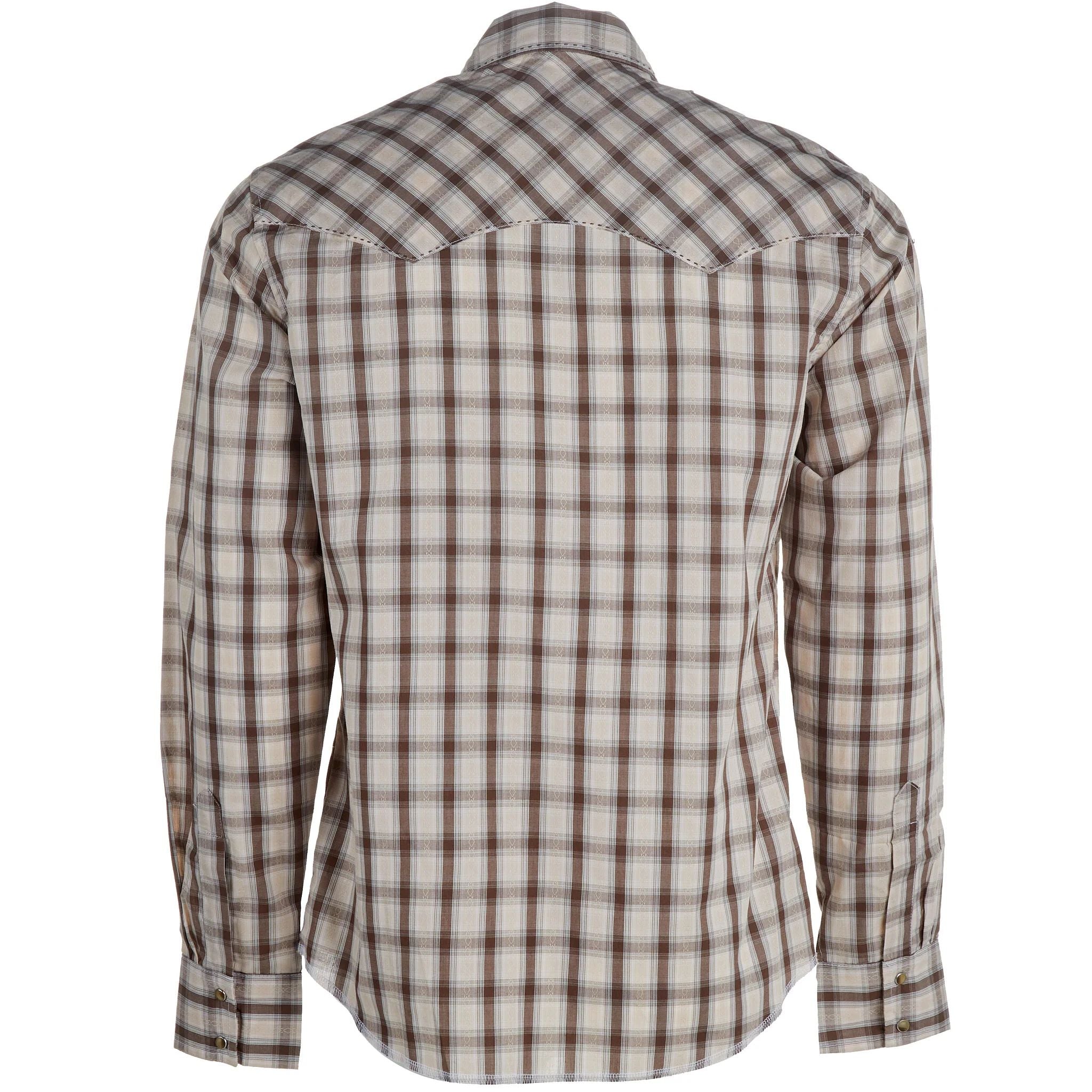 Wrangler Men's Brown Plaid Snap Shirt