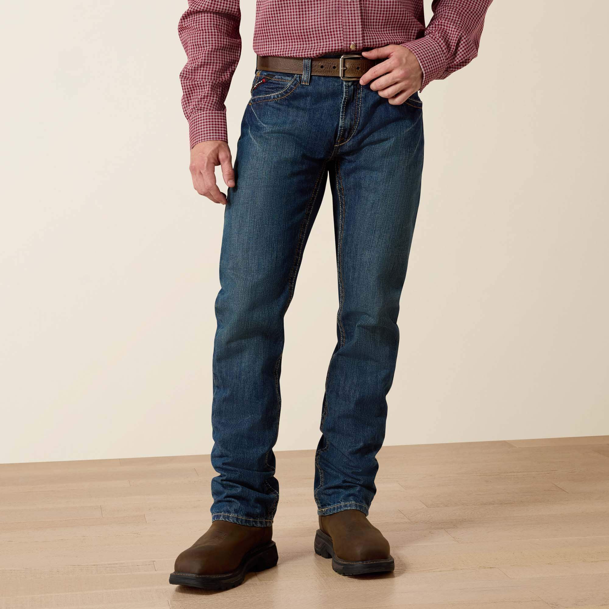 Ariat Men's FR M5 Straight Basic Stackable Straight Leg Jean - CLAY