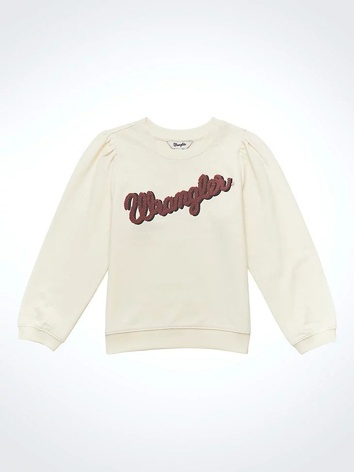 Wrangler Girls' Embroidered Puff Sleeve Pullover