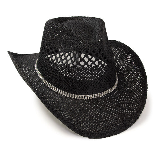 Western Express Straw Hat With Rhinestone Hat Band