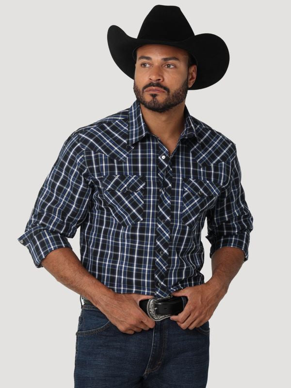 Wrangler Men's Fashion Snap Long Sleeve Shirt