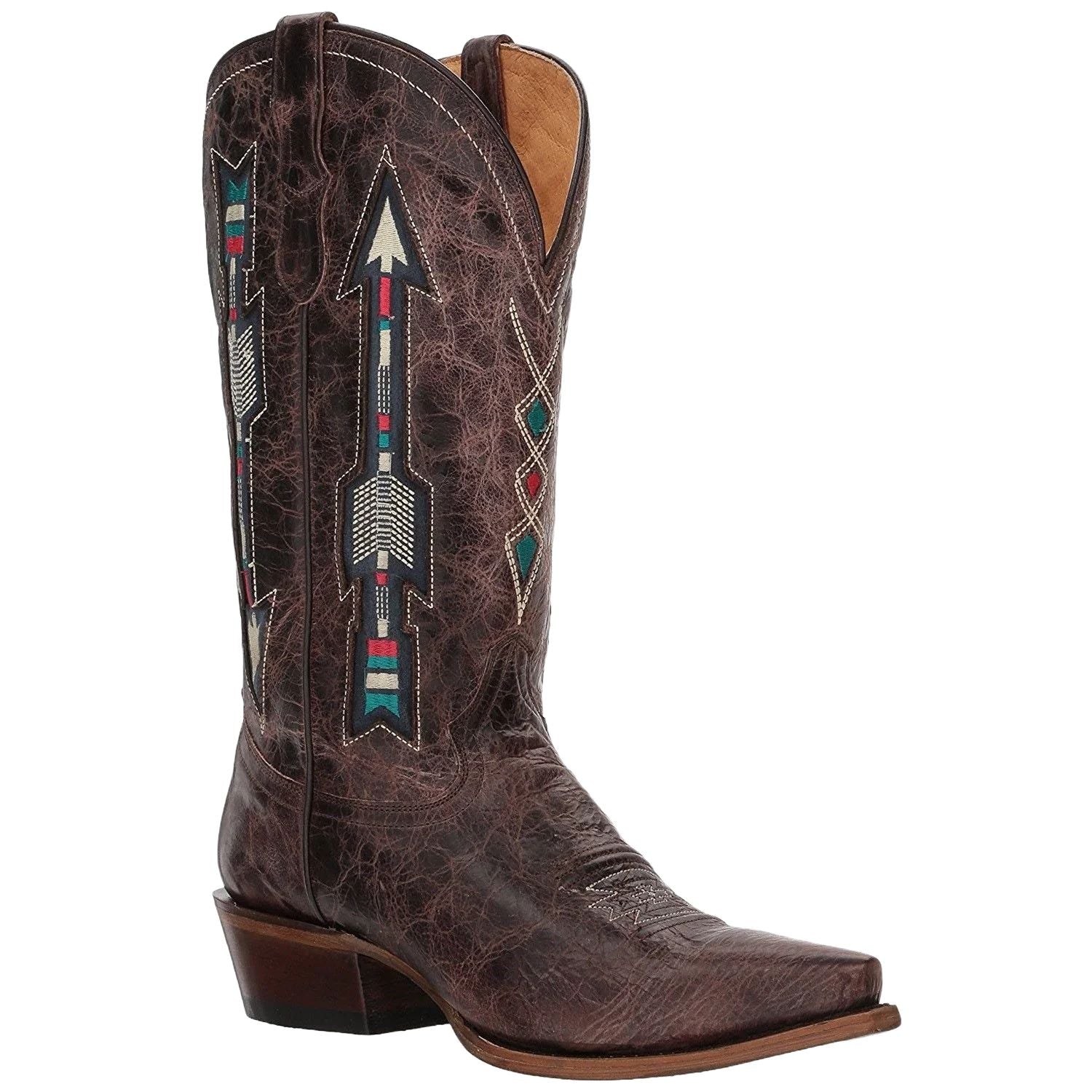 Roper Ladies Brown Embroidered Arrow Underlay Boots