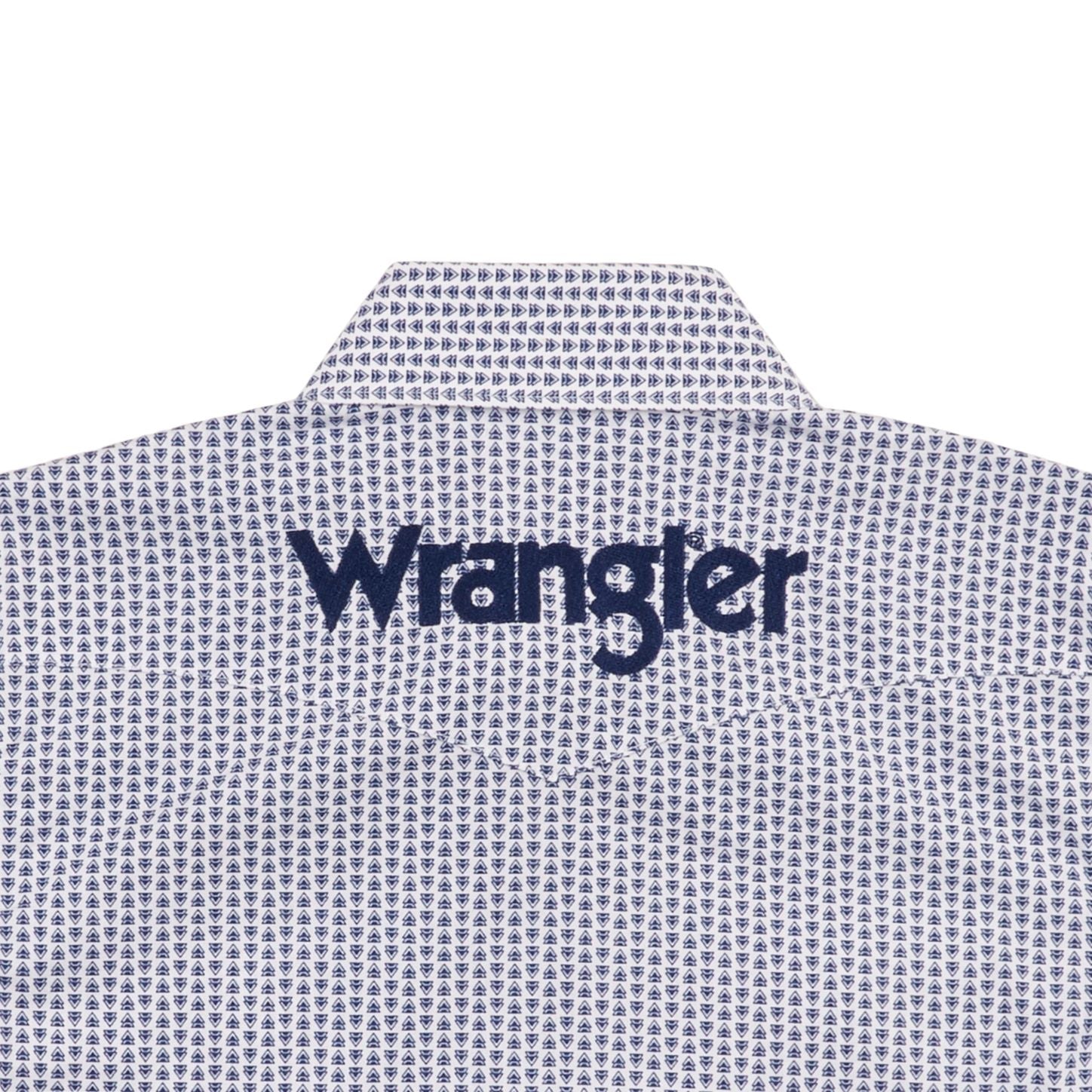 Kids Long Sleeve Logo Western Shirt White/Blue