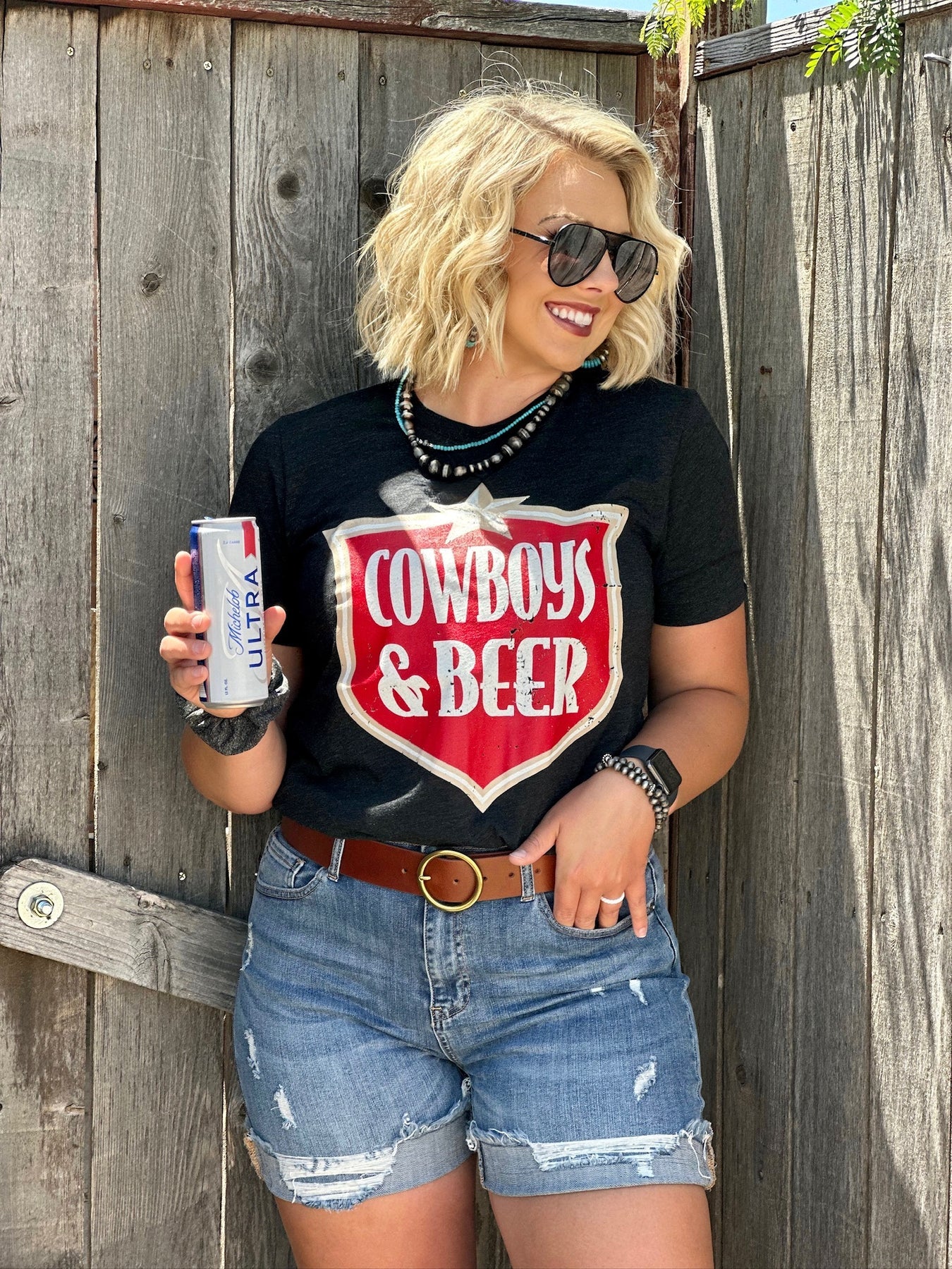 Texas True Threads Women's Cowboys & Beer Tee