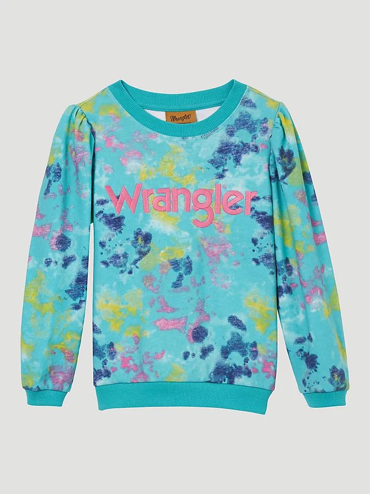 Wrangler Girl's Puff Sleeve Graphic Fleece Sweatshirt