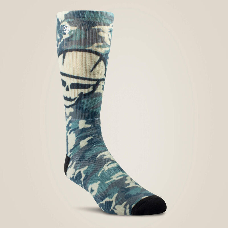 Ariat Men's Roughneck Graphic Crew Work Sock 2 Pair Multi Color Pack