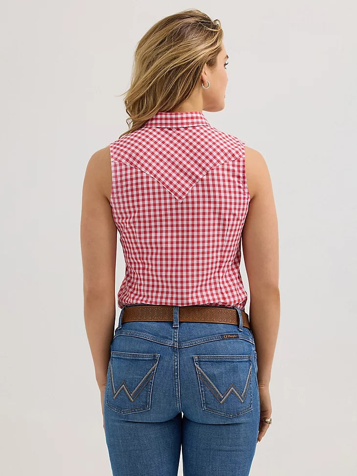 Wrangler Women's Essential Retro Western Sleeveless Snap Tank