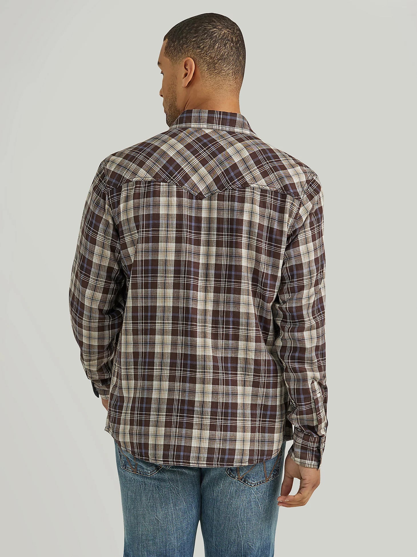 Wrangler Men's Retro Premium Long Sleeve Western Snap Plaid Shirt