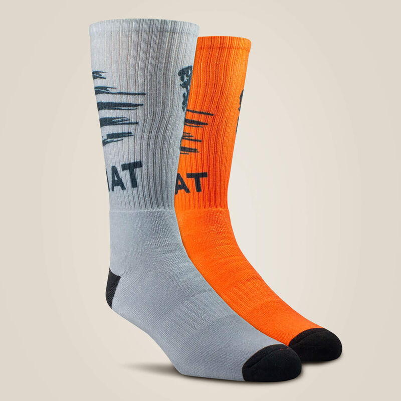 Ariat Men's Patriot Graphic Crew Work Sock 2 Pair Multi Color Pack