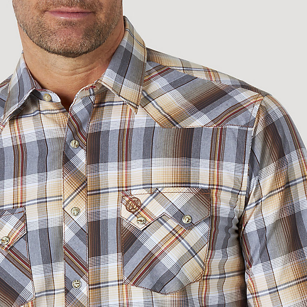 Wrangler Men's Retro Long Sleeve Sawtooth Snap Pocket Western Shirt BIG & TALL