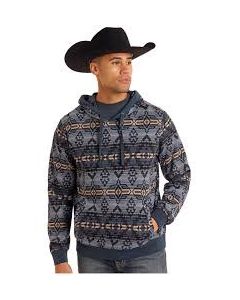 Rock & Roll Denim Men's Southwestern Aztec Print Hooded Sweatshirt