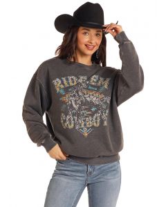 Rock & Roll Women's Ride Em' Cowbody Graphic Pullover