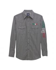 Wrangler Men's Western Mexico Logo Classic Fit Snap Shirt