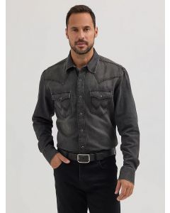 Wrangler Men's Retro Premium Western Snap Solid Shirt