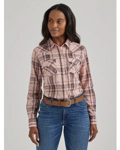 Wrangler Women's Essential Long Sleeve Plaid Western Snap Shirt