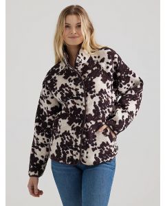 Wrangler Women's Retro Cowhide Printed Sherpa Snap Jacket