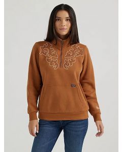 Wrangler Women's Western Stitch Yoke Quarter Zip Sweatshirt