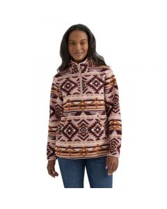 Wrangler Women's Long Sleeve Punchy Quarter Zip Sherpa Pullover