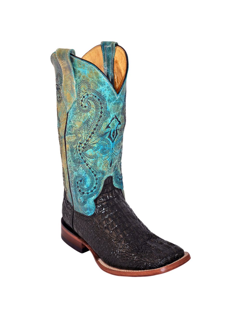 Ferrini Women s Black Caiman Print Cowgirl Boots Square Toe