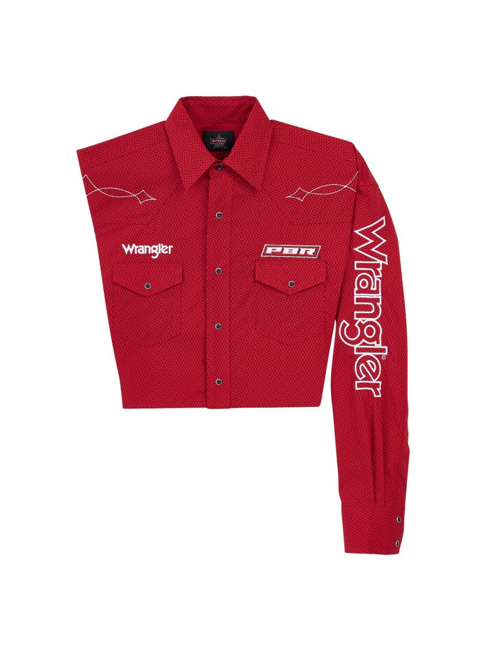Wrangler Men's PBR® Logo Red/Black Long Sleeve Western Snap Shirt
