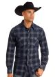 Rock & Roll Men's Cowboy Corduroy Plaid Long Sleeve Snap Front Shirt