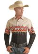 Panhandle Men's Long Sleeve Aztec Border Western Shirt