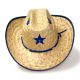 Western Express Palm Straw Sheriff Hat with Blue Trim