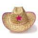 Western Express Palm Straw Sheriff Hat with Pink Trim