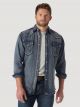 Wrangler Men's Cowboy Cut Long Sleeve Western Denim Snap Work Shirt